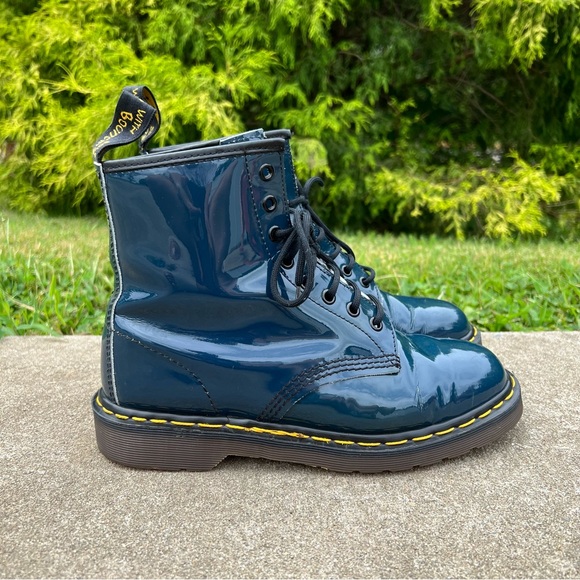 Dr. Martens Blue Patten Leather Lace Up Boots, Women’s size 9 - Picture 2 of 10